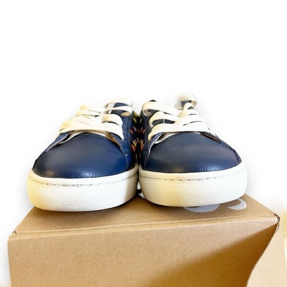 Soludos Queen Of Hearts Genuine Leather Embroidered Ibiza Sneakers, Blue Size 10 - Picture 7 of 15